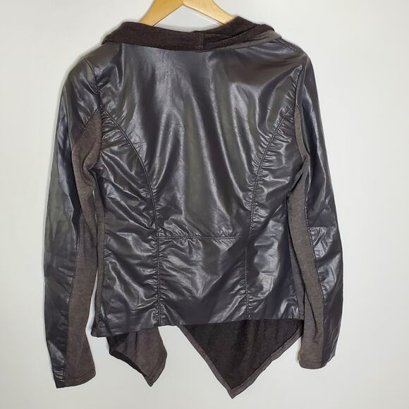 Blank NYC private practice drape front faux leather moto jacket - Picture 2 of 10
